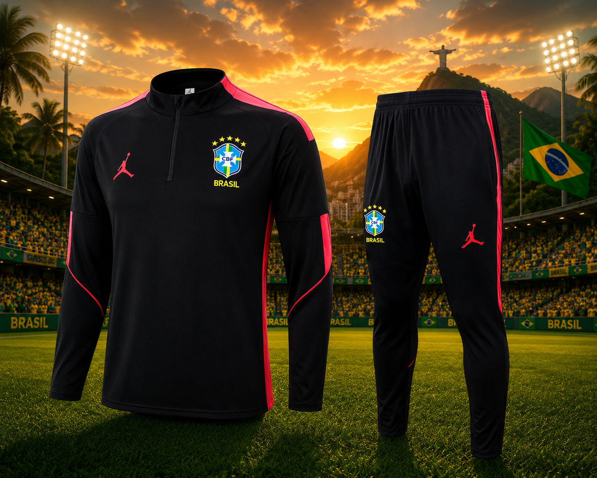 Brazil 2026-2027 Long-sleeved Training Kit - Black/Red