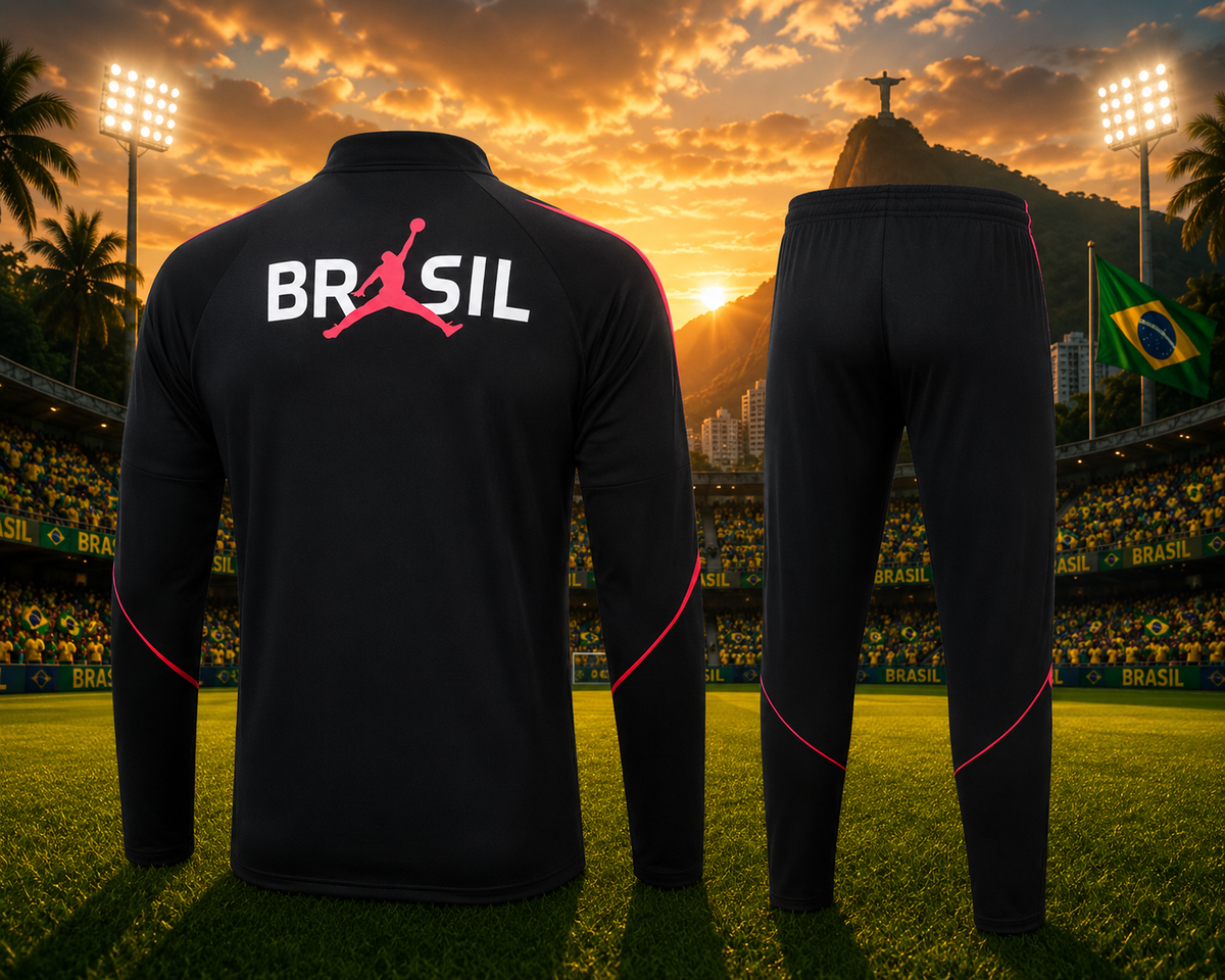 Brazil 2026-2027 Long-sleeved Training Kit - Black/Red
