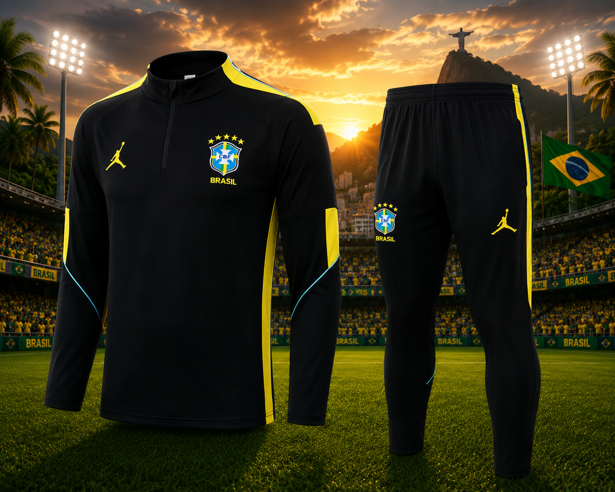 Brazil Training Long-Sleeve Set 2026-2027 Black/Yellow