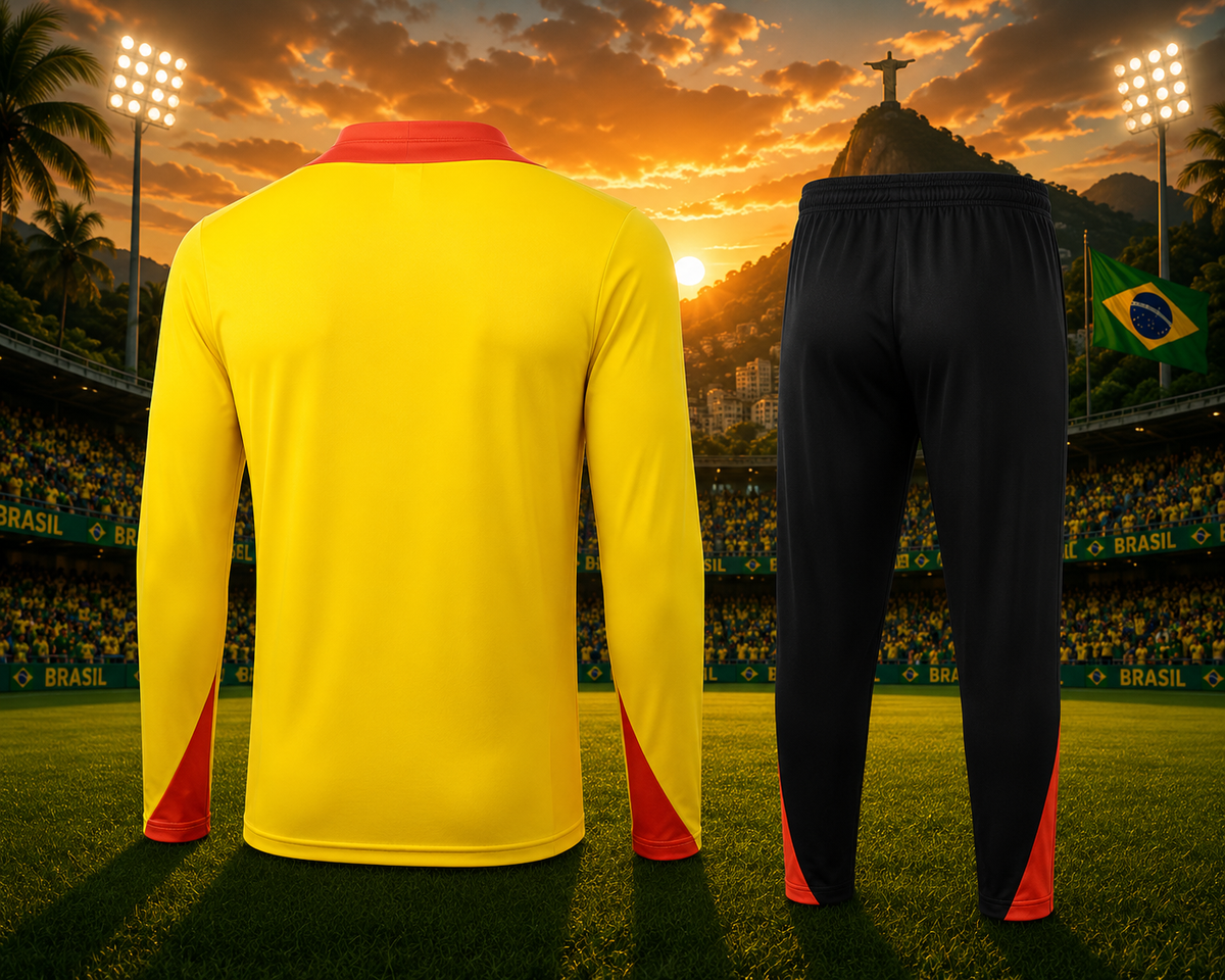 Brazil 2026 Black/Yellow Long Sleeve Training Kit