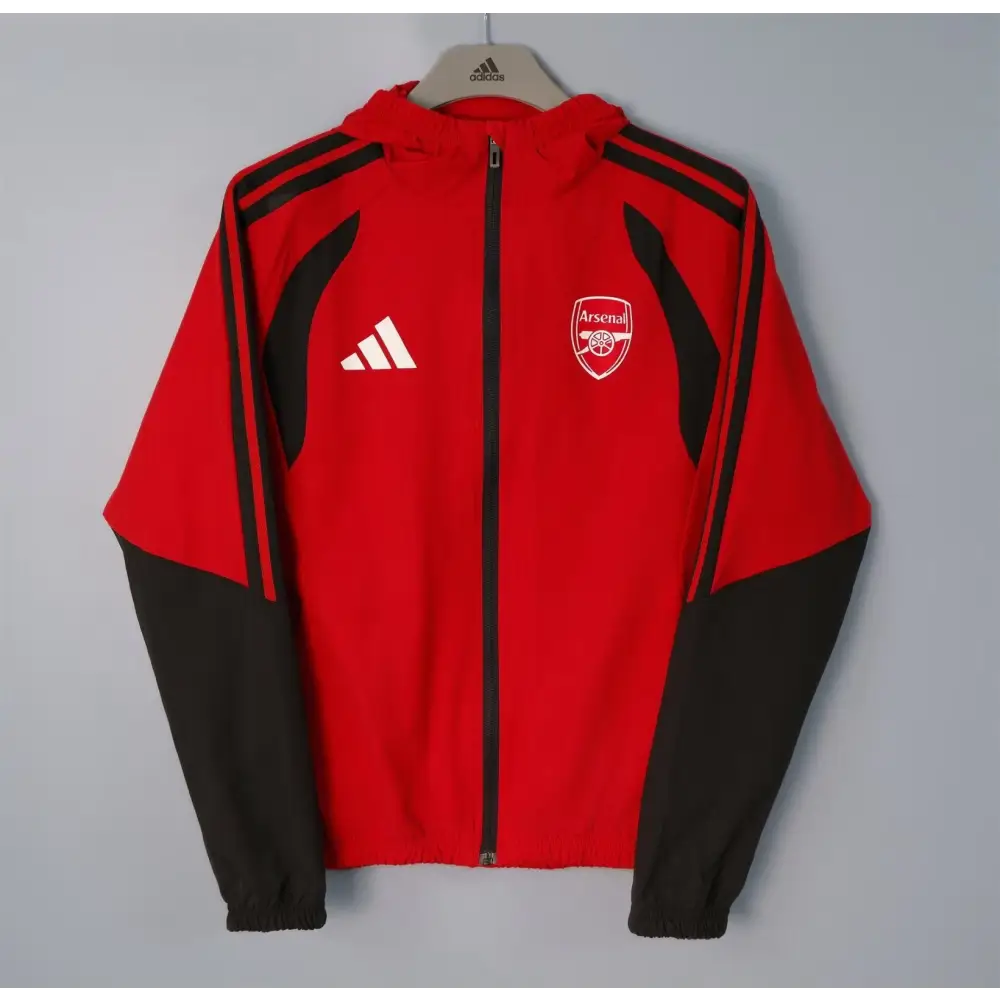 Arsenal veste coupe-vent rouge à capuche 2026-2027