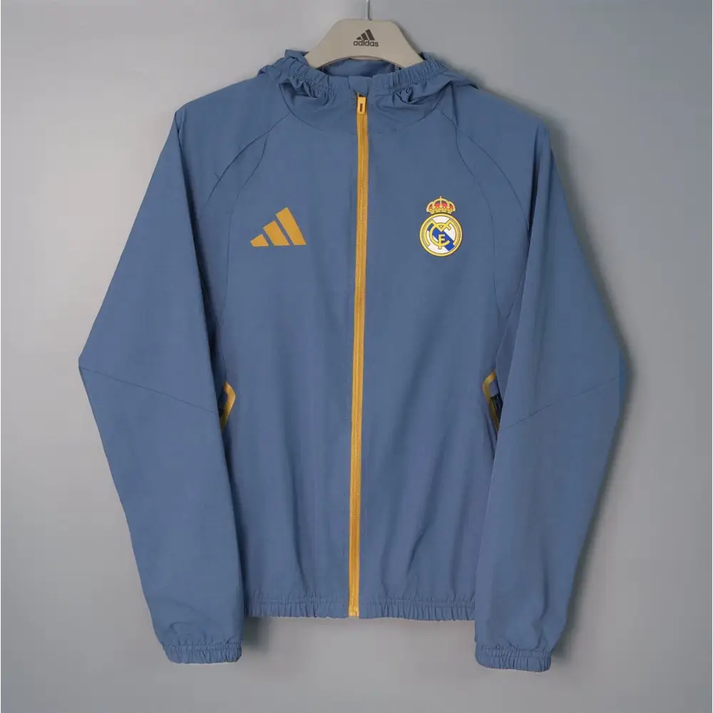 Real Madrid veste coupe-vent gris à capuche 2026-2027