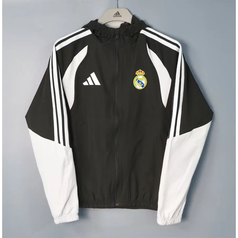Real Madrid veste coupe-vent noir à capuche 2026-2027